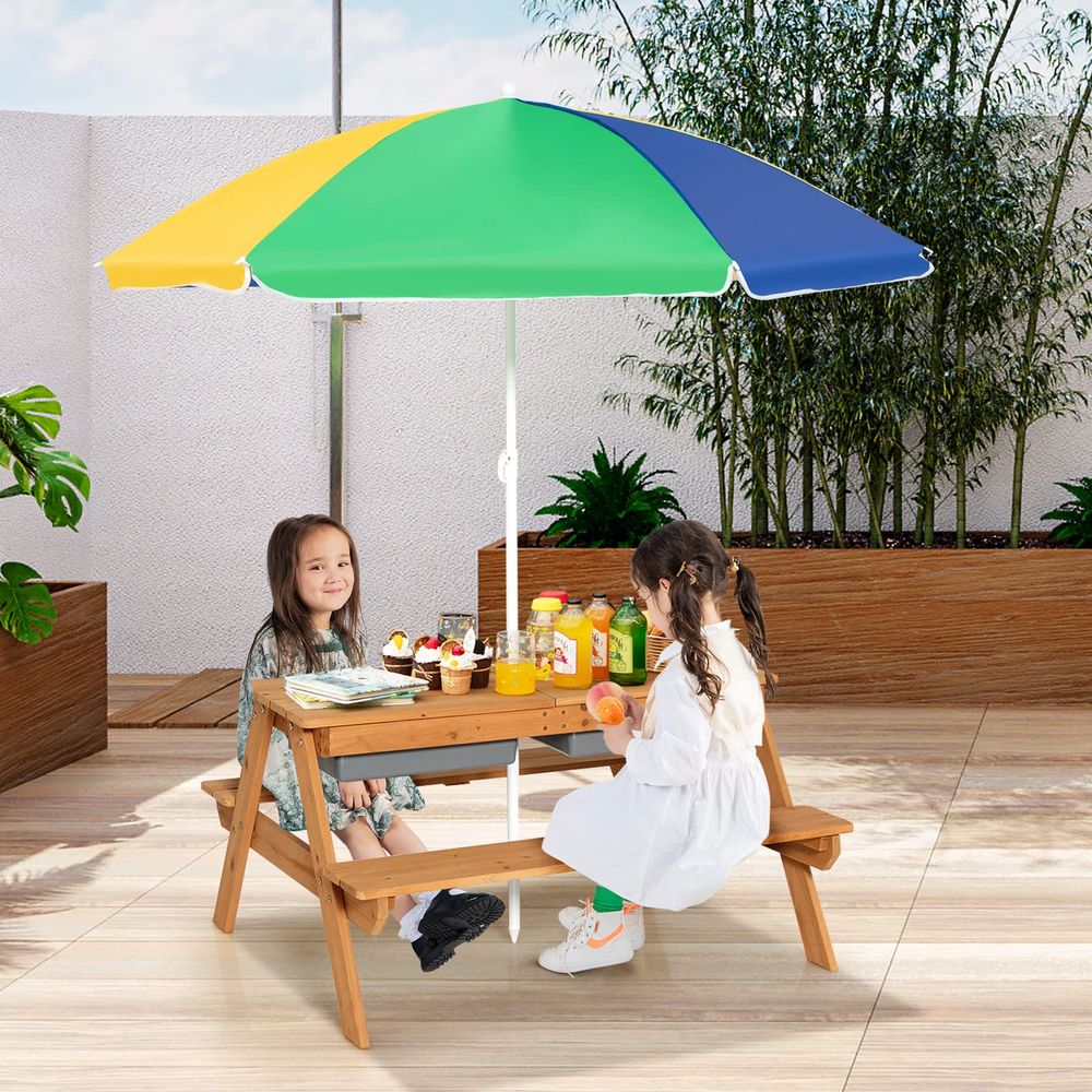 Kids Picnic Table, 4 in 1 Ceda - Kids Outdoor Umbrella avaliação e preço