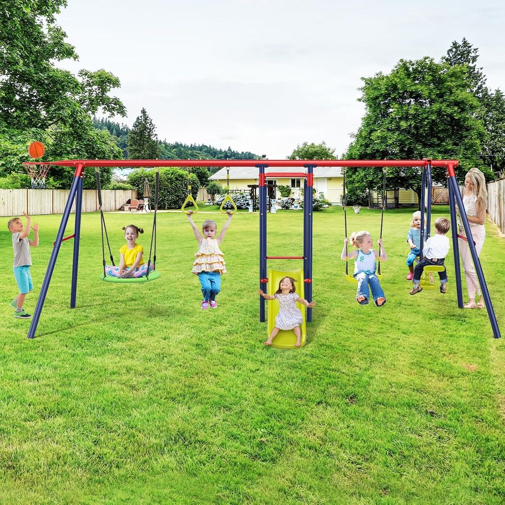 Swing Sets or Backyard, 7 in 1 - Kids Outdoor Monkey Bar Set avaliação e preço