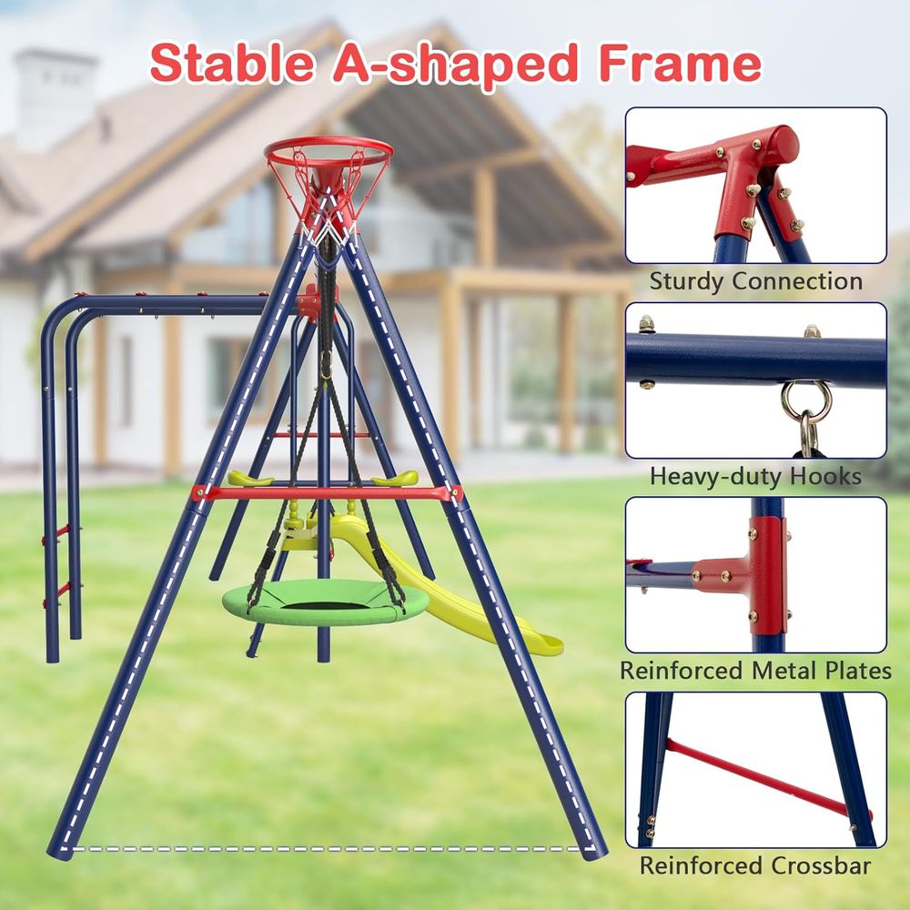 Swing Sets or Backyard, 7 in 1 - Kids Outdoor Monkey Bar Set avaliação e preço
