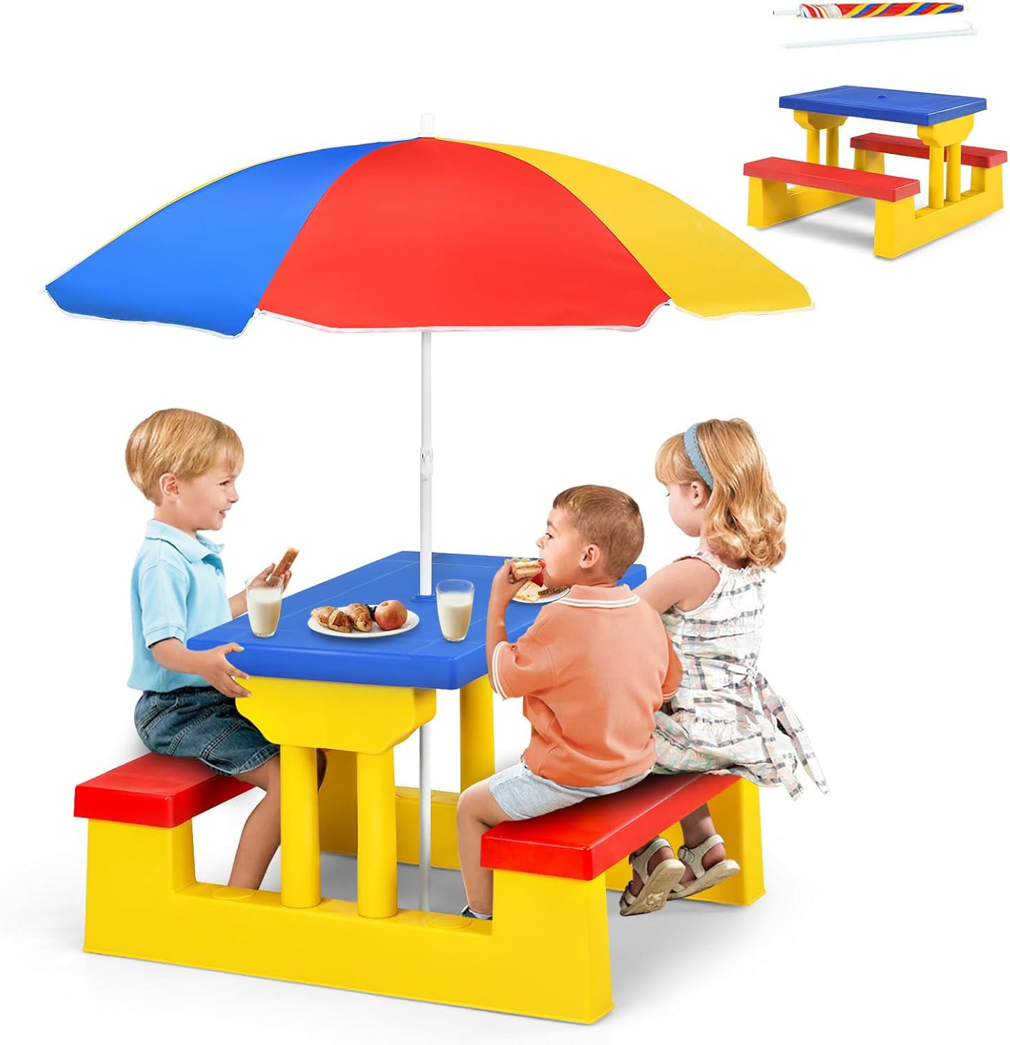 ARMILE Kids Picnic Table, Kids - Kids Outdoor Bench With Umbrella avaliação e preço