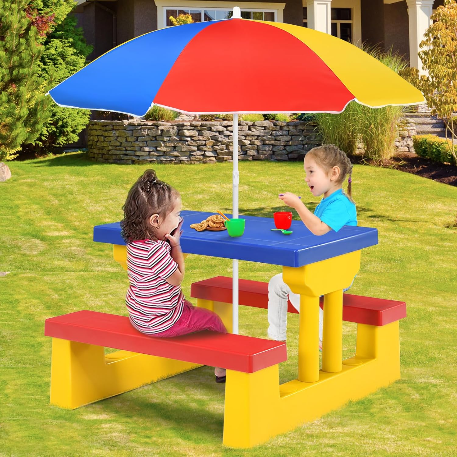 ARMILE Kids Picnic Table, Kids - Kids Outdoor Bench With Umbrella avaliação e preço
