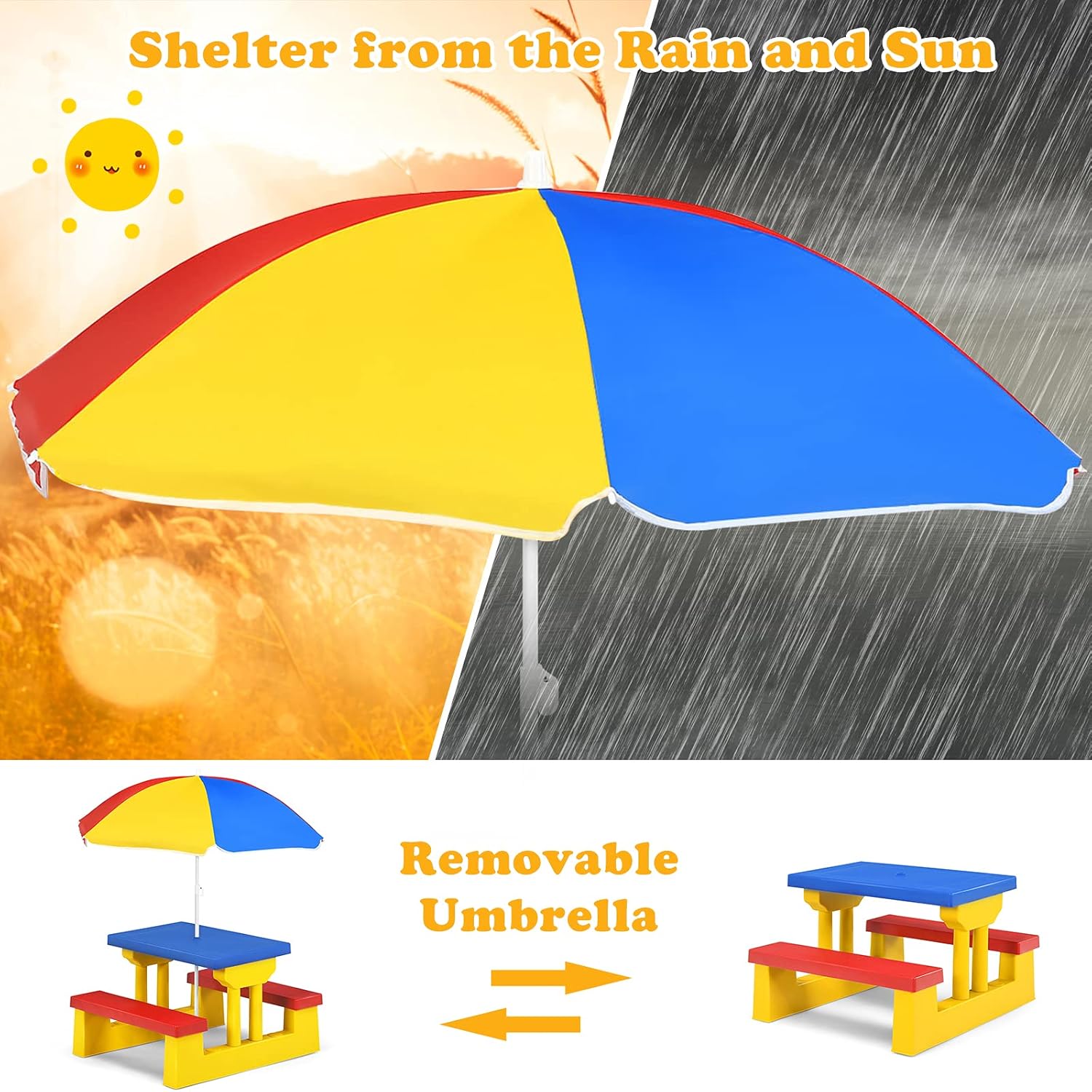 ARMILE Kids Picnic Table, Kids - Kids Outdoor Bench With Umbrella avaliação e preço