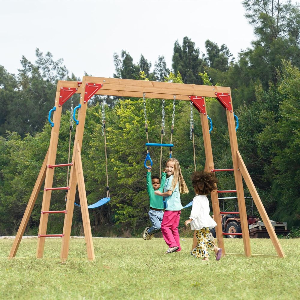Dohin Playground Wood Swing Se - Kids Outdoor Monkey Bar Set avaliação e preço