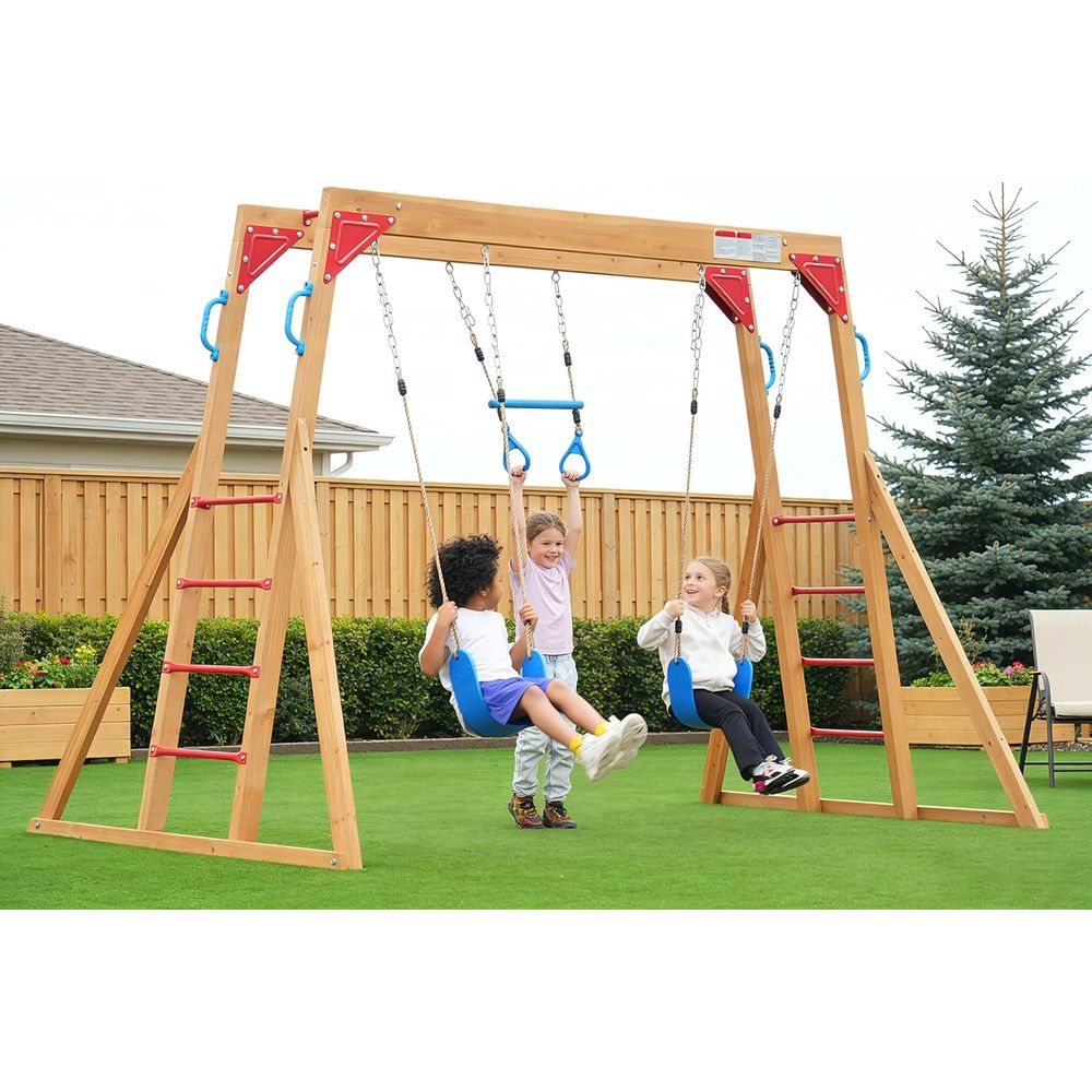 Dohin Playground Wood Swing Se - Kids Outdoor Monkey Bar Set avaliação e preço