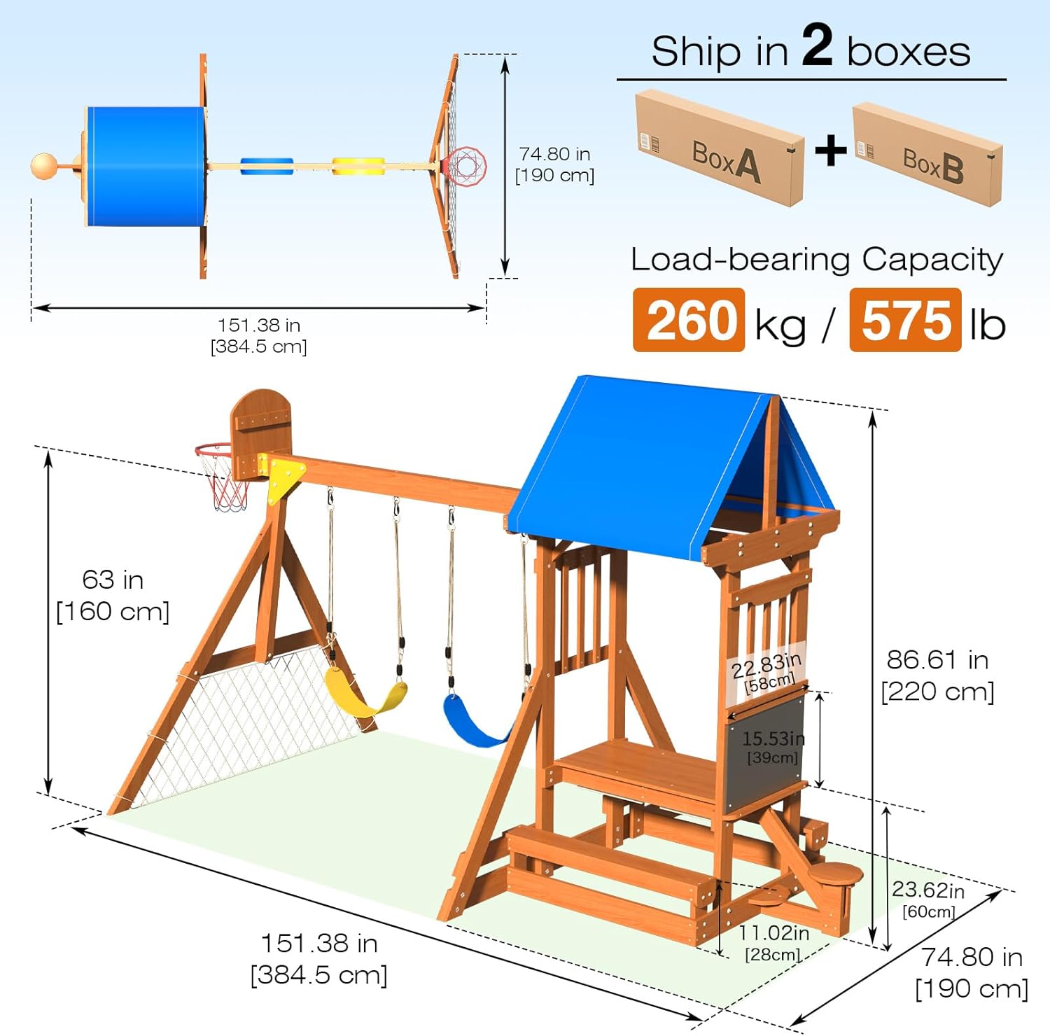 6-in-1 Wooden Playground Plays - Kids Outdoor Wooden Playset avaliação e preço