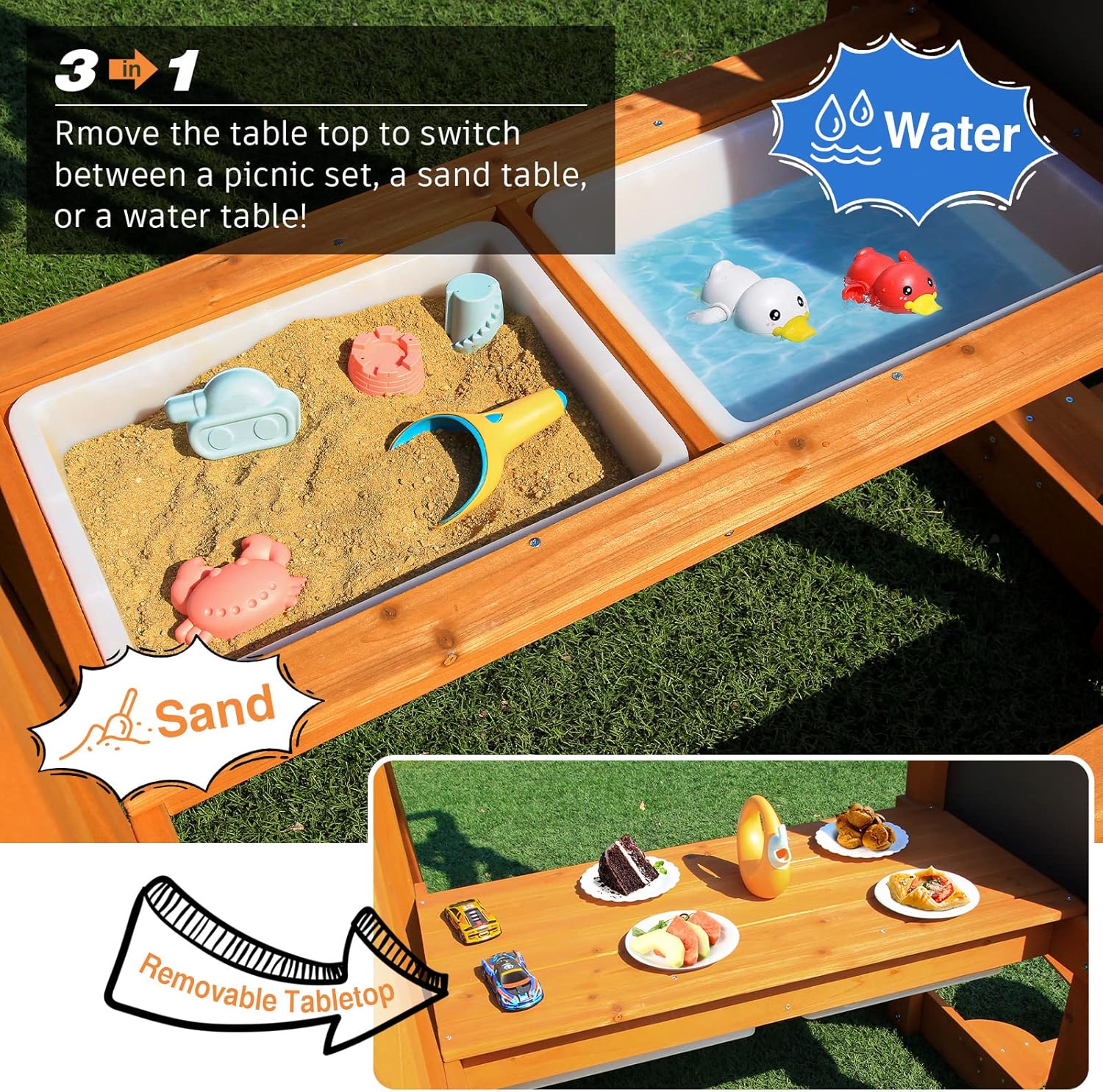 6-in-1 Wooden Playground Plays - Kids Outdoor Wooden Playset avaliação e preço