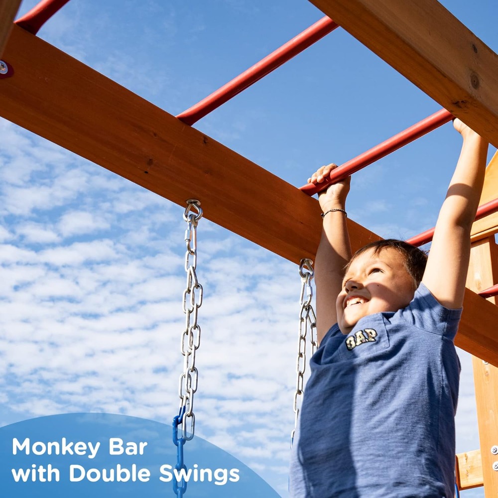 Wooden Swing Sets for Backyard - Kids Outdoor Monkey Bar Set avaliação e preço