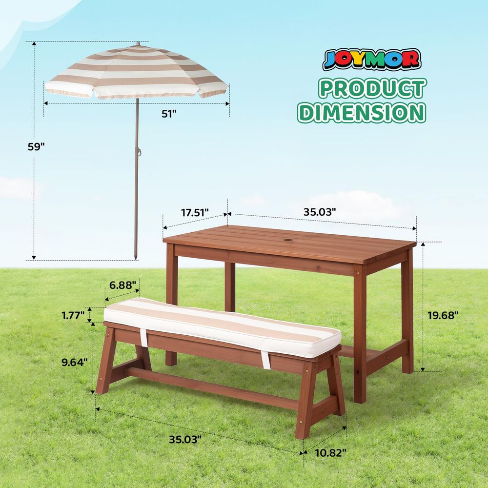 Kids Picnic Table Outdoor Wood - Kids Outdoor Bench With Umbrella avaliação e preço