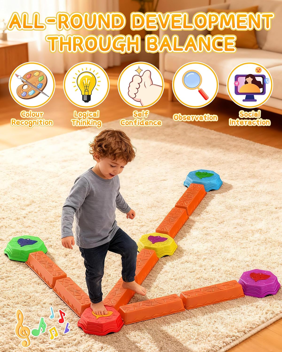 Light Up Musical Balance Beam  - Kids Outdoor Balance Beam avaliação e preço