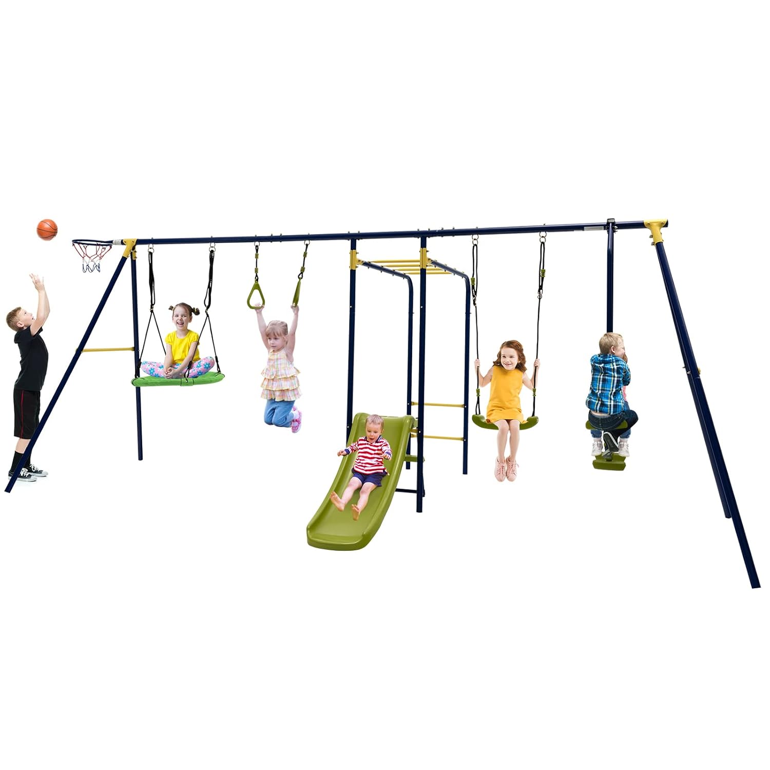 660lbs 7-in-1 Heavy Duty Kids  - Kids Outdoor Monkey Bar Set avaliação e preço