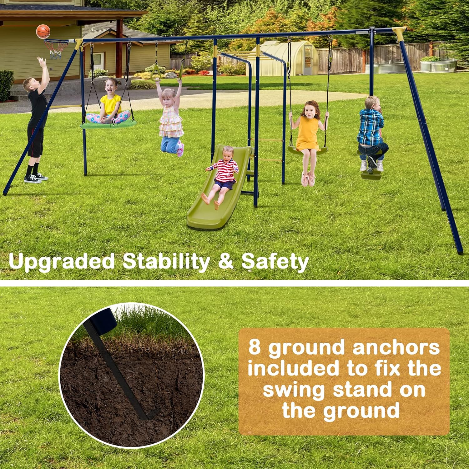 660lbs 7-in-1 Heavy Duty Kids  - Kids Outdoor Monkey Bar Set avaliação e preço