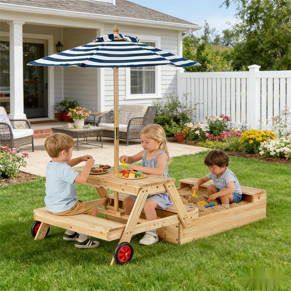 Kids Picnic Table with Sandbox - Kids Outdoor Chair And Table avaliação e preço