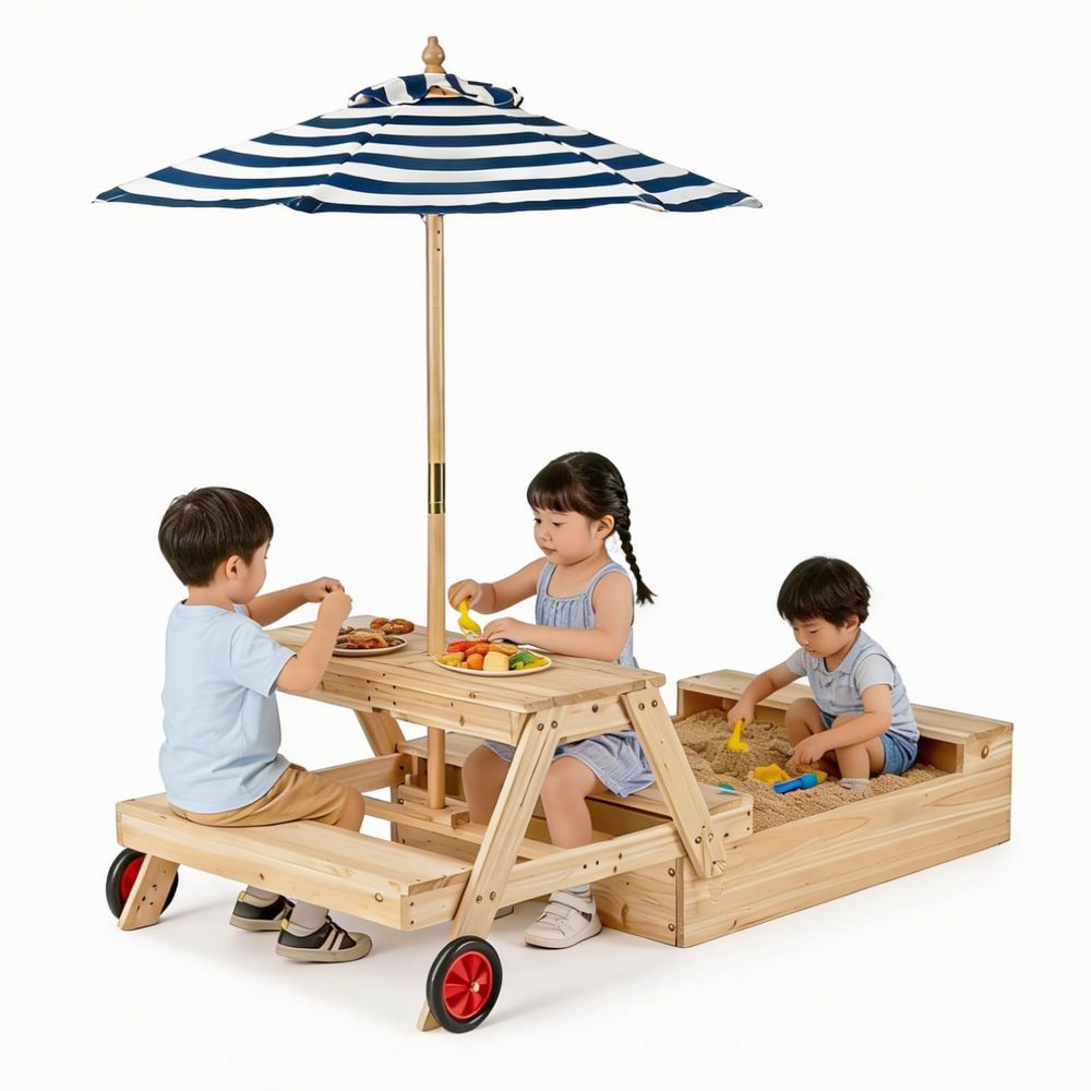 Kids Picnic Table with Sandbox - Kids Outdoor Chair And Table avaliação e preço