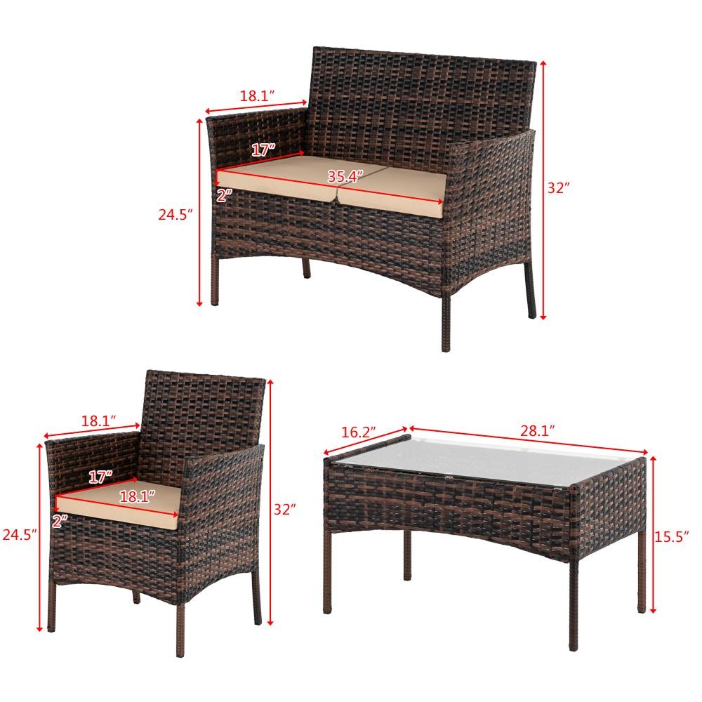 4 Pieces Outdoor Patio Rattan  - Kids Outdoor Chair And Table avaliação e preço