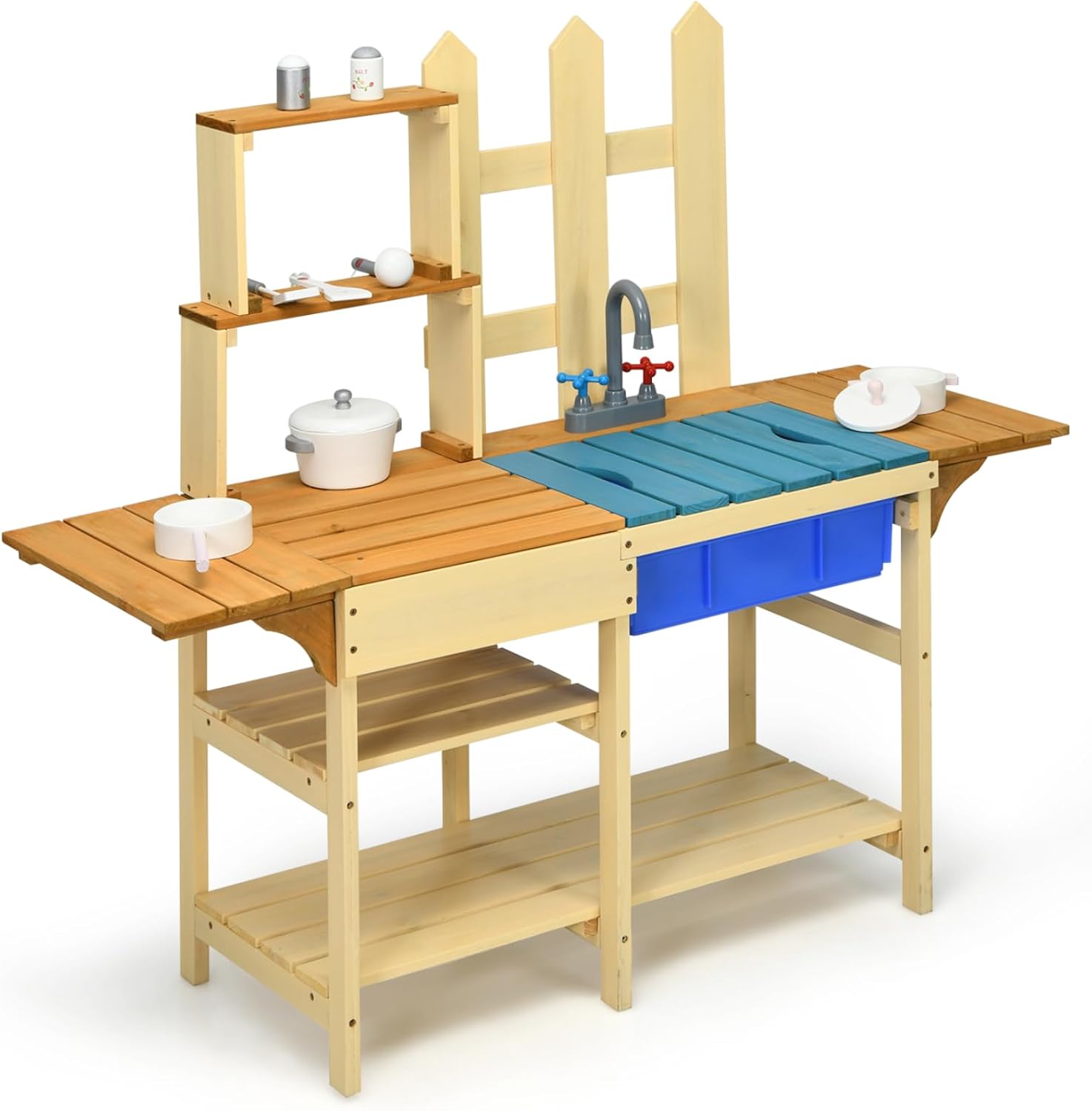 Kids Mud Kitchen Playset, Indo - Kids Outdoor Wooden Playset avaliação e preço