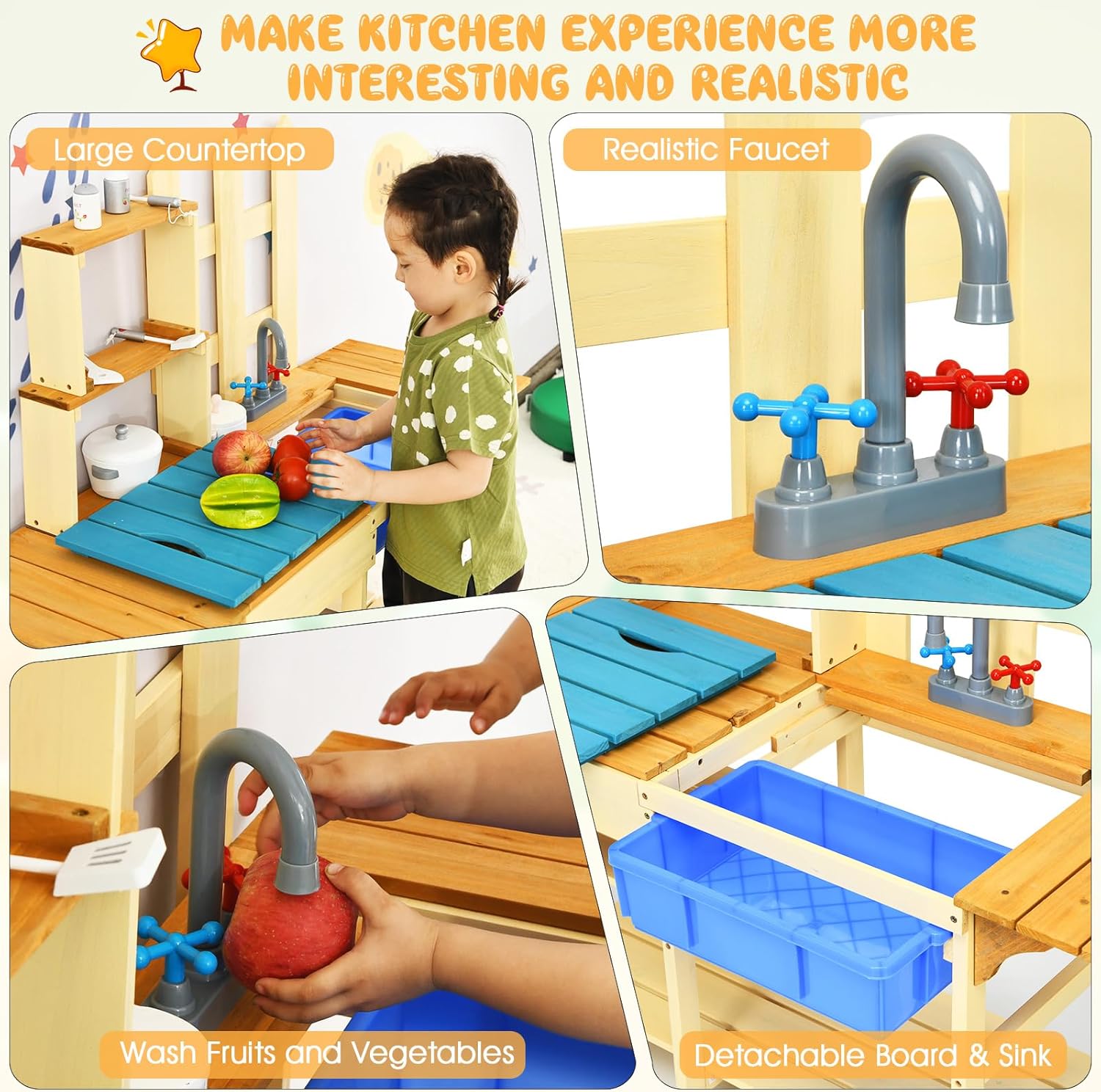 Kids Mud Kitchen Playset, Indo - Kids Outdoor Wooden Playset avaliação e preço