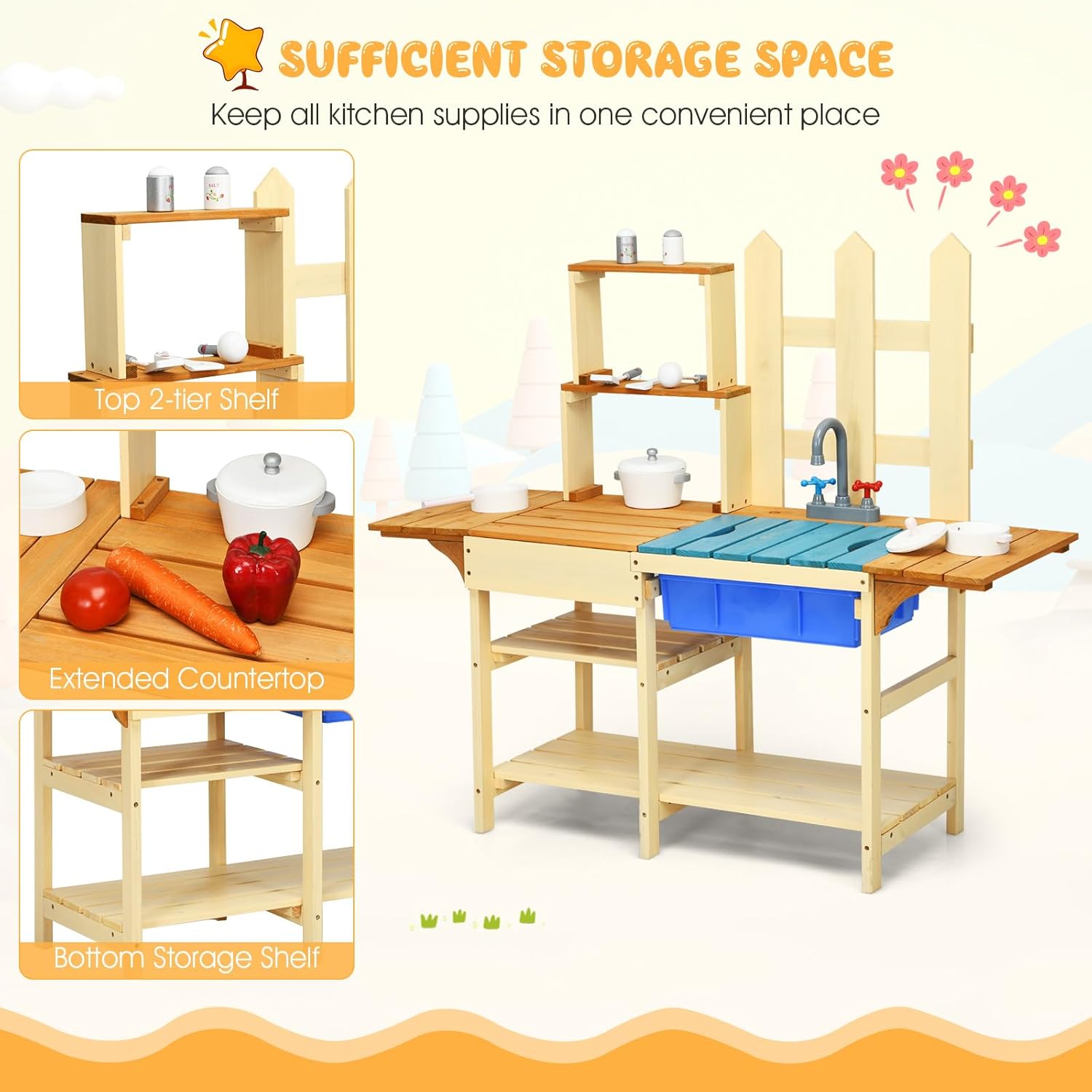 Kids Mud Kitchen Playset, Indo - Kids Outdoor Wooden Playset avaliação e preço