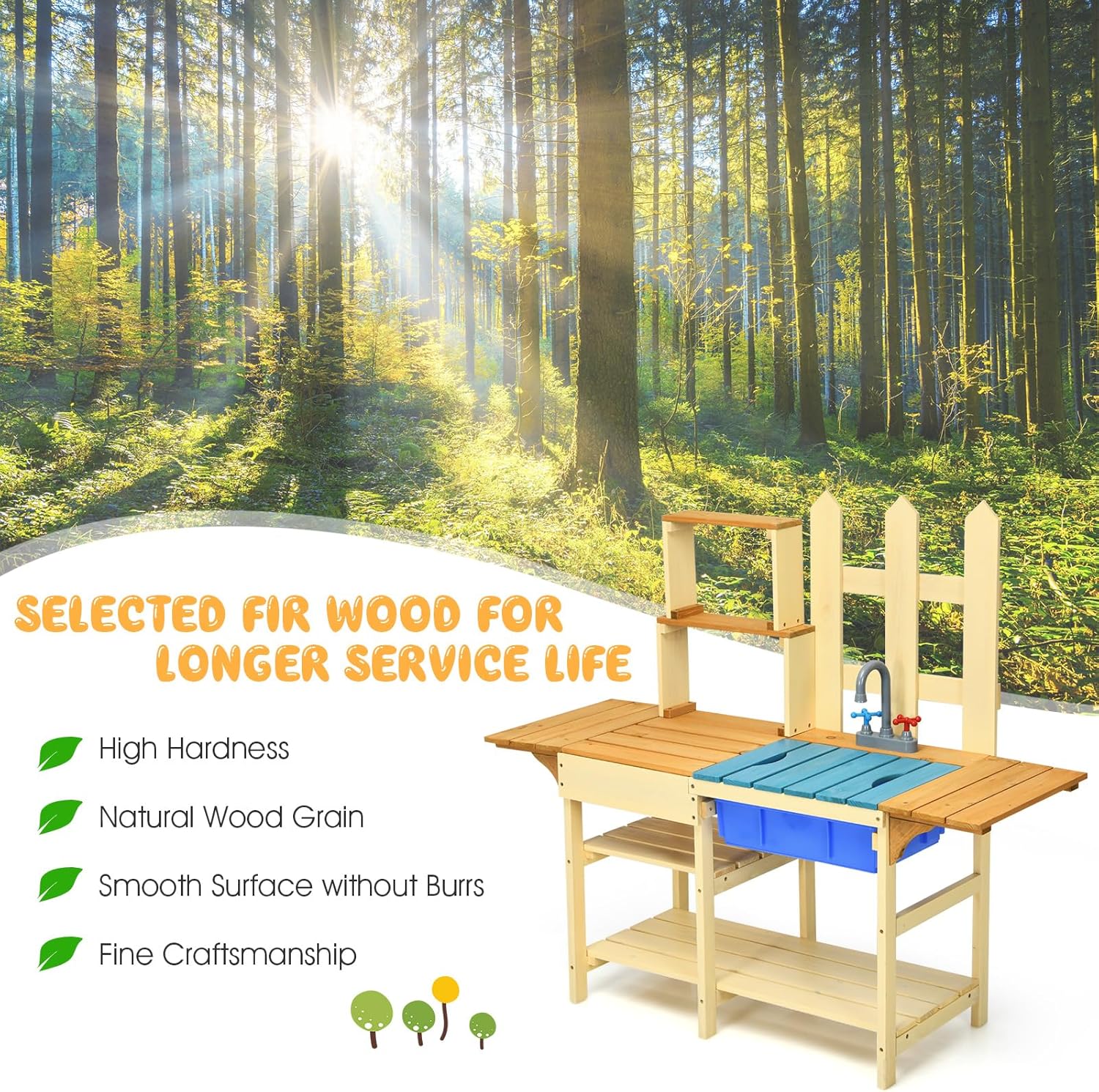 Kids Mud Kitchen Playset, Indo - Kids Outdoor Wooden Playset avaliação e preço