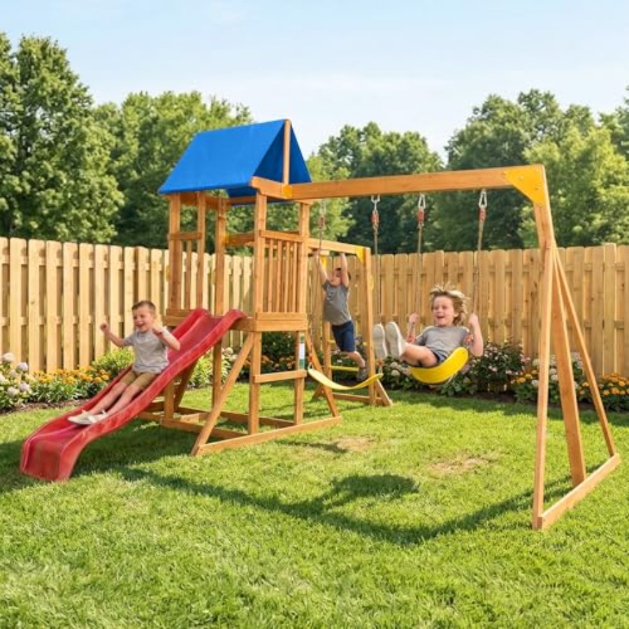 Backyard playground set with m - Kids Outdoor Monkey Bar Set avaliação e preço