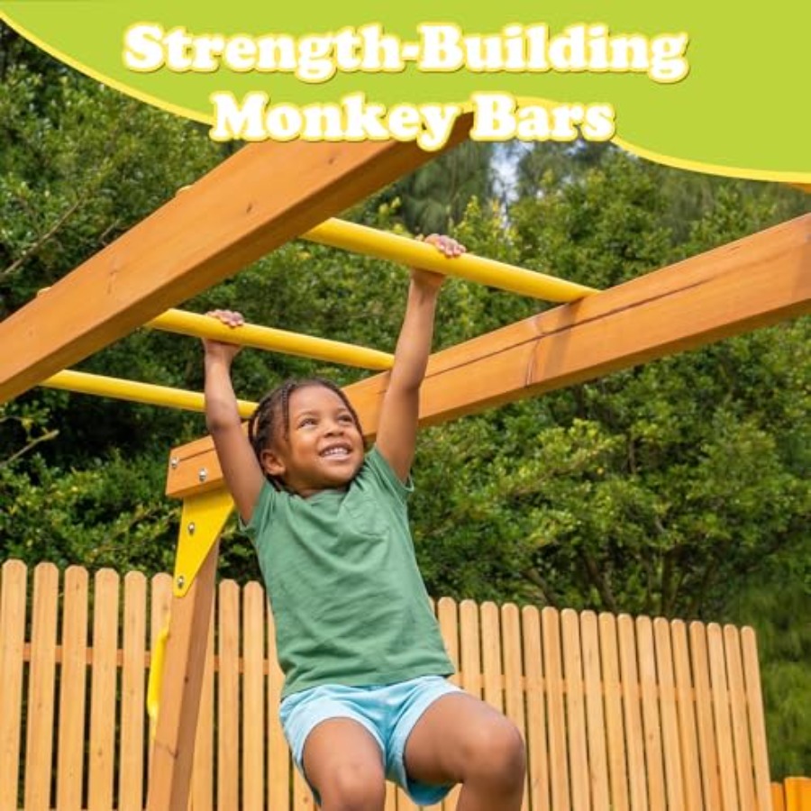 Backyard playground set with m - Kids Outdoor Monkey Bar Set avaliação e preço