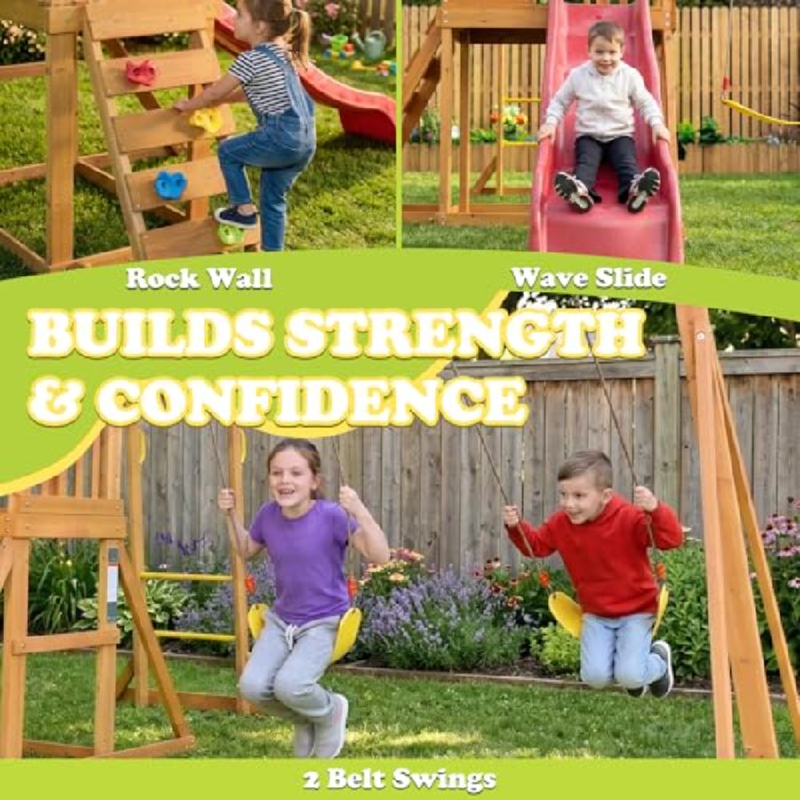 Backyard playground set with m - Kids Outdoor Monkey Bar Set avaliação e preço