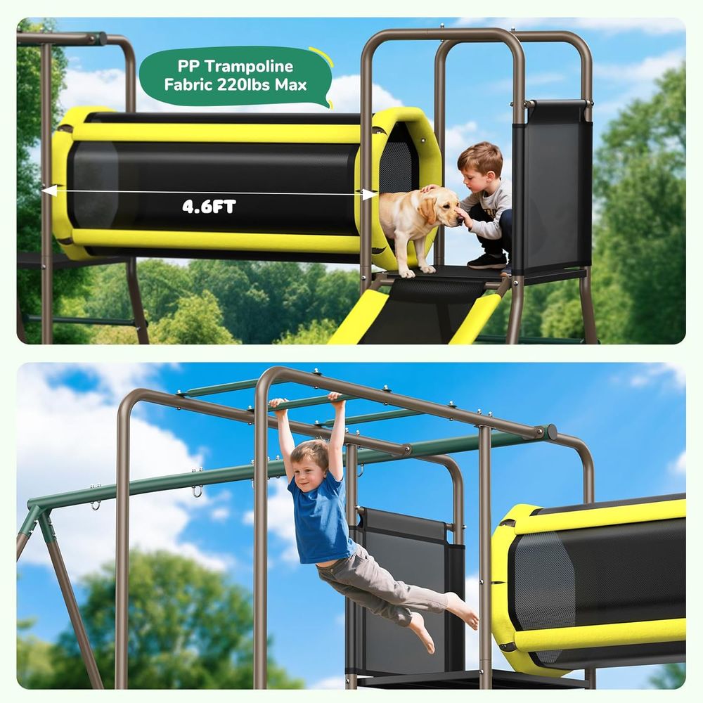 660lbs Swing Set with Slide,Cl - Kids Outdoor Monkey Bar Set avaliação e preço