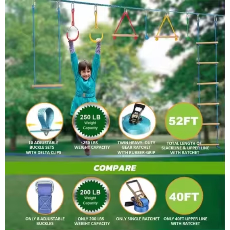 Warrior Obstacle Course Kit fo - Kids Outdoor Monkey Bar Set avaliação e preço
