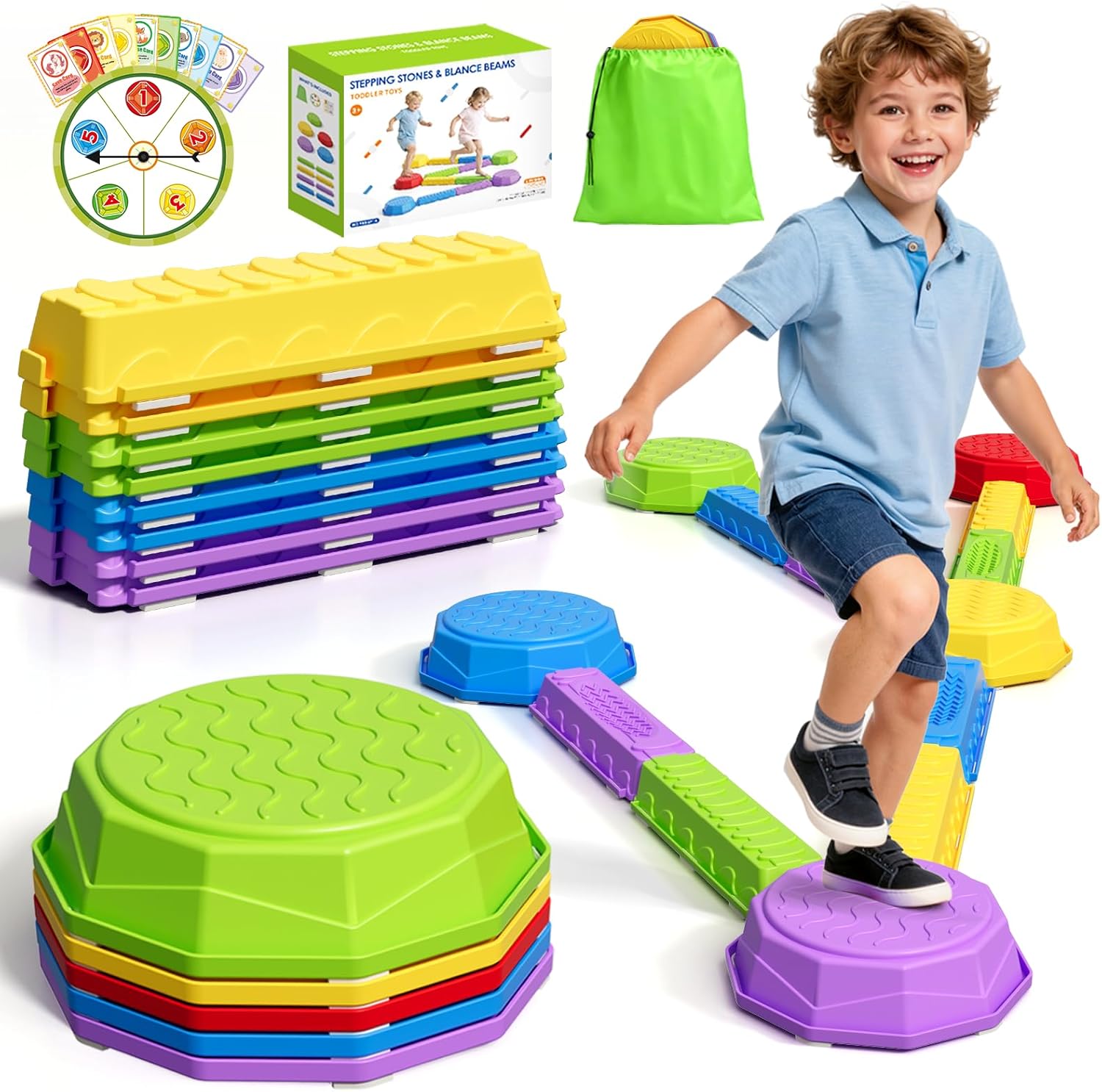 Balance Beams Stepping Stones  - Kids Outdoor Balance Beam avaliação e preço