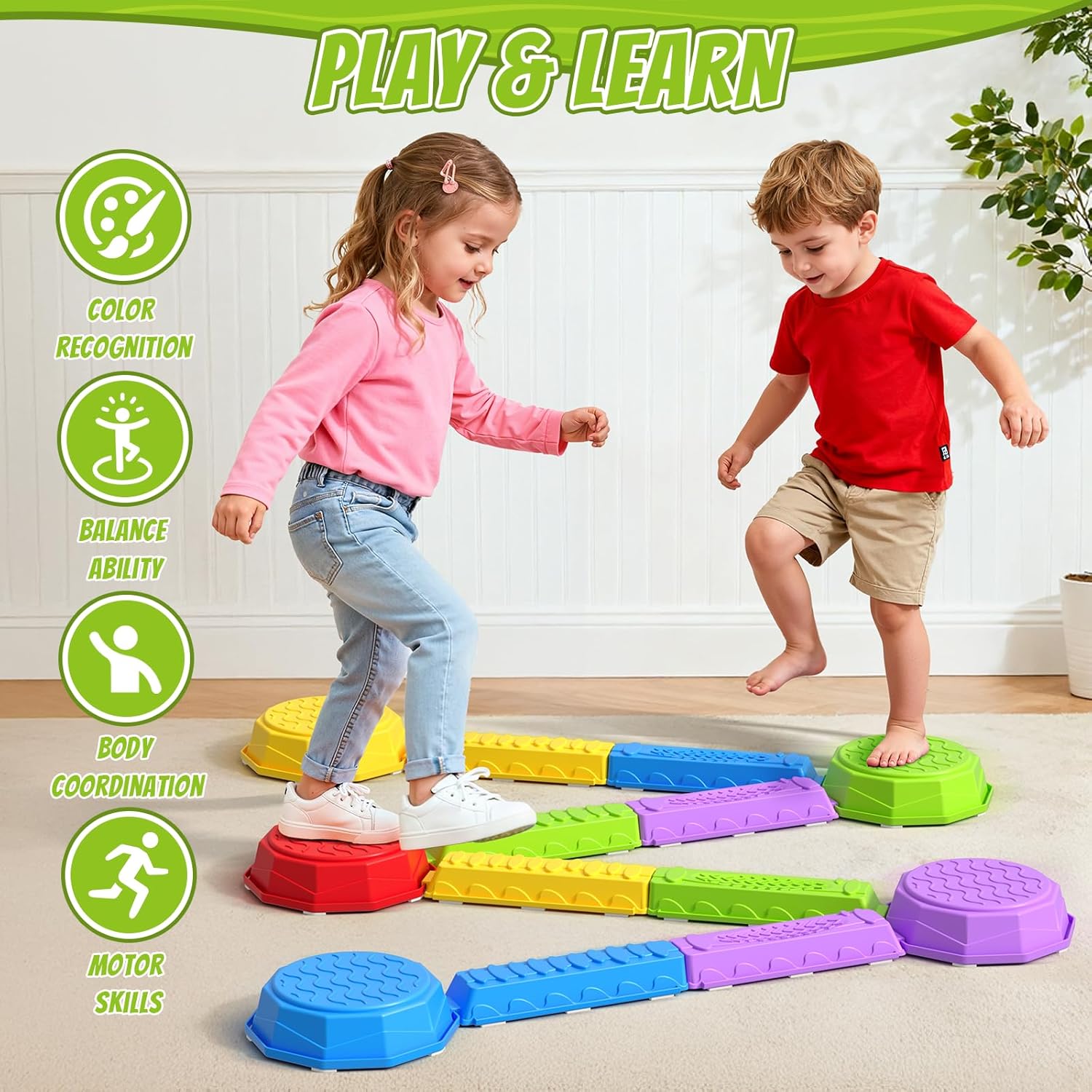 Balance Beams Stepping Stones  - Kids Outdoor Balance Beam avaliação e preço