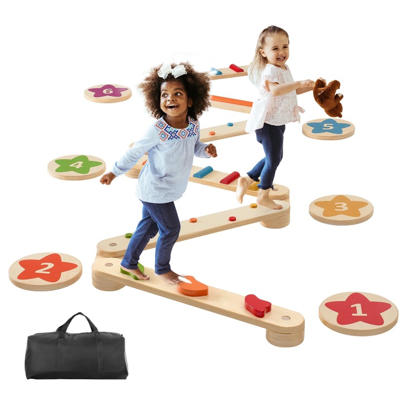 6 PCS Balance Beam Stepping St - Kids Outdoor Balance Beam avaliação e preço