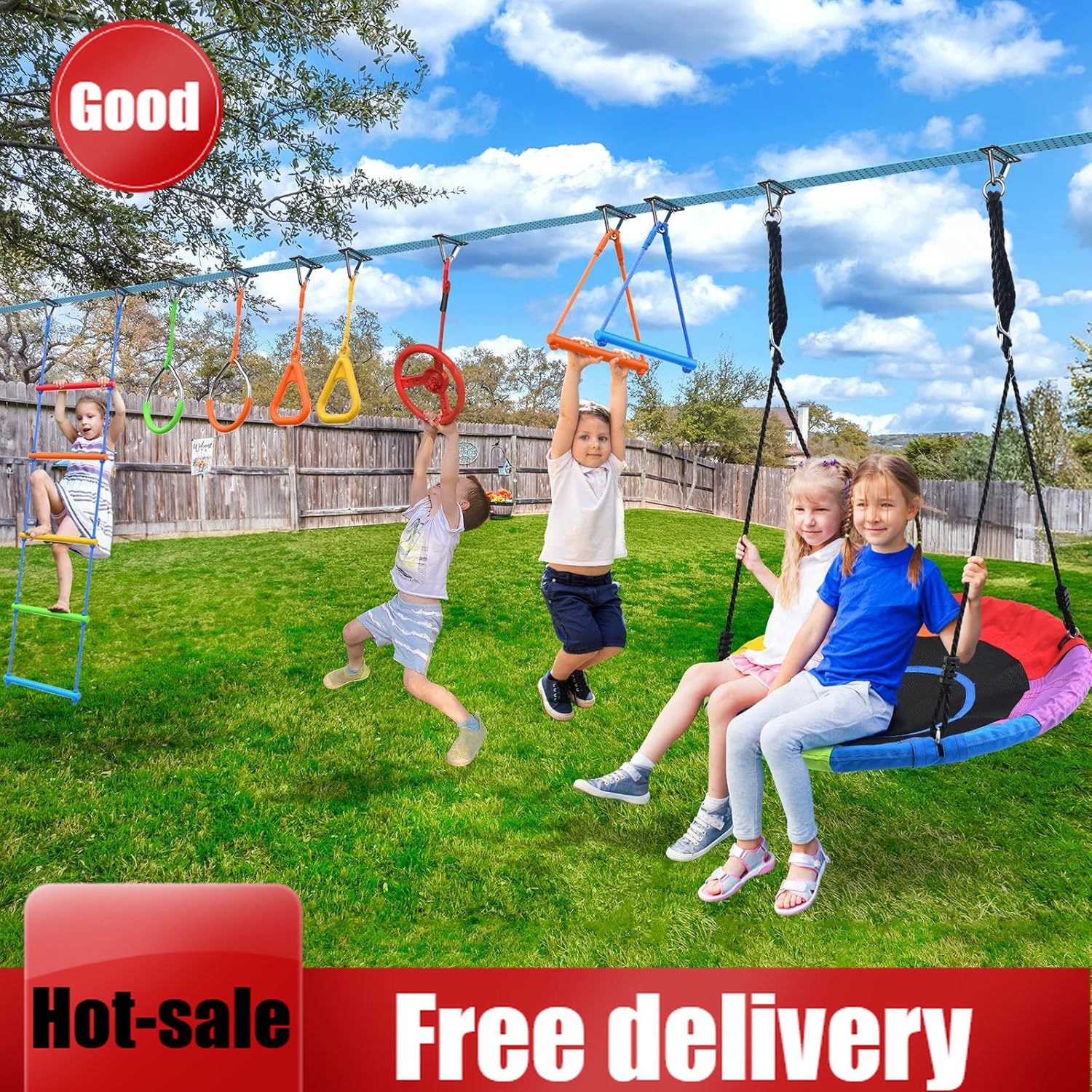 Activity priceHapfan 50 FT Nin - Kids Outdoor Ninja Playset avaliação e preço
