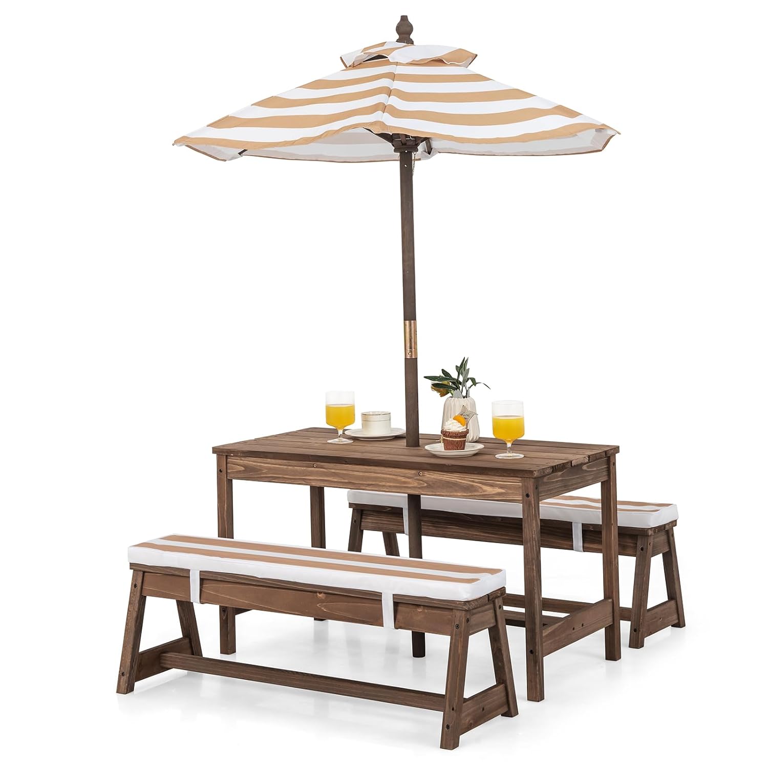 Kids Picnic Table, Outdoor Woo - Kids Outdoor Bench With Umbrella avaliação e preço