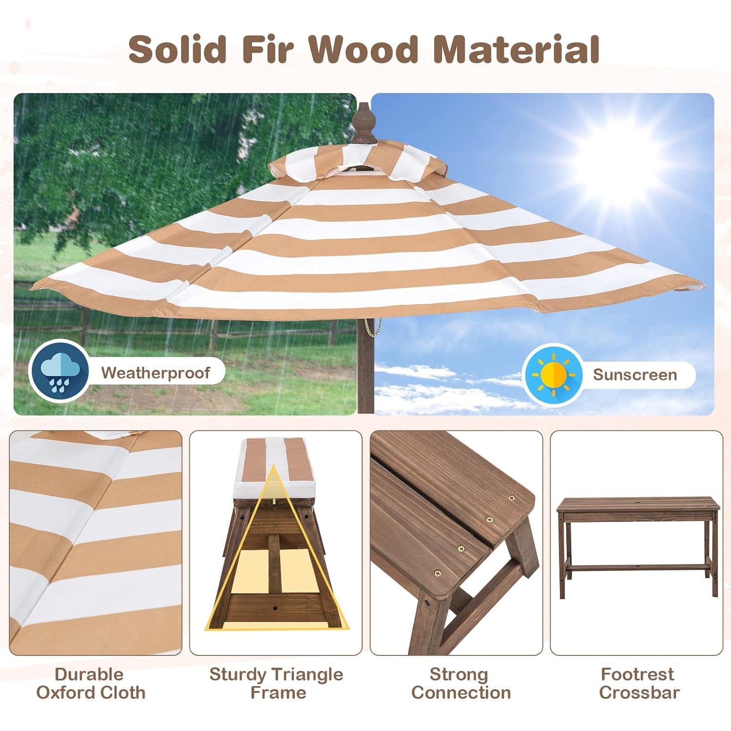 Kids Picnic Table, Outdoor Woo - Kids Outdoor Bench With Umbrella avaliação e preço
