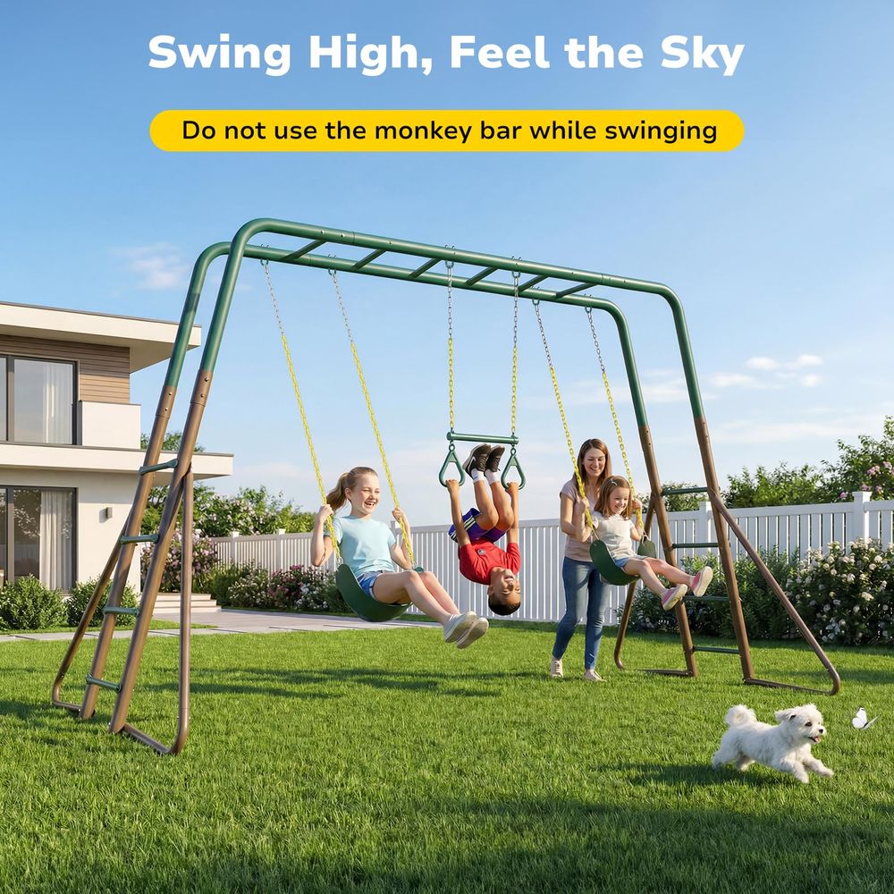 Swing Sets for Backyard with M - Kids Outdoor Monkey Bar Set avaliação e preço
