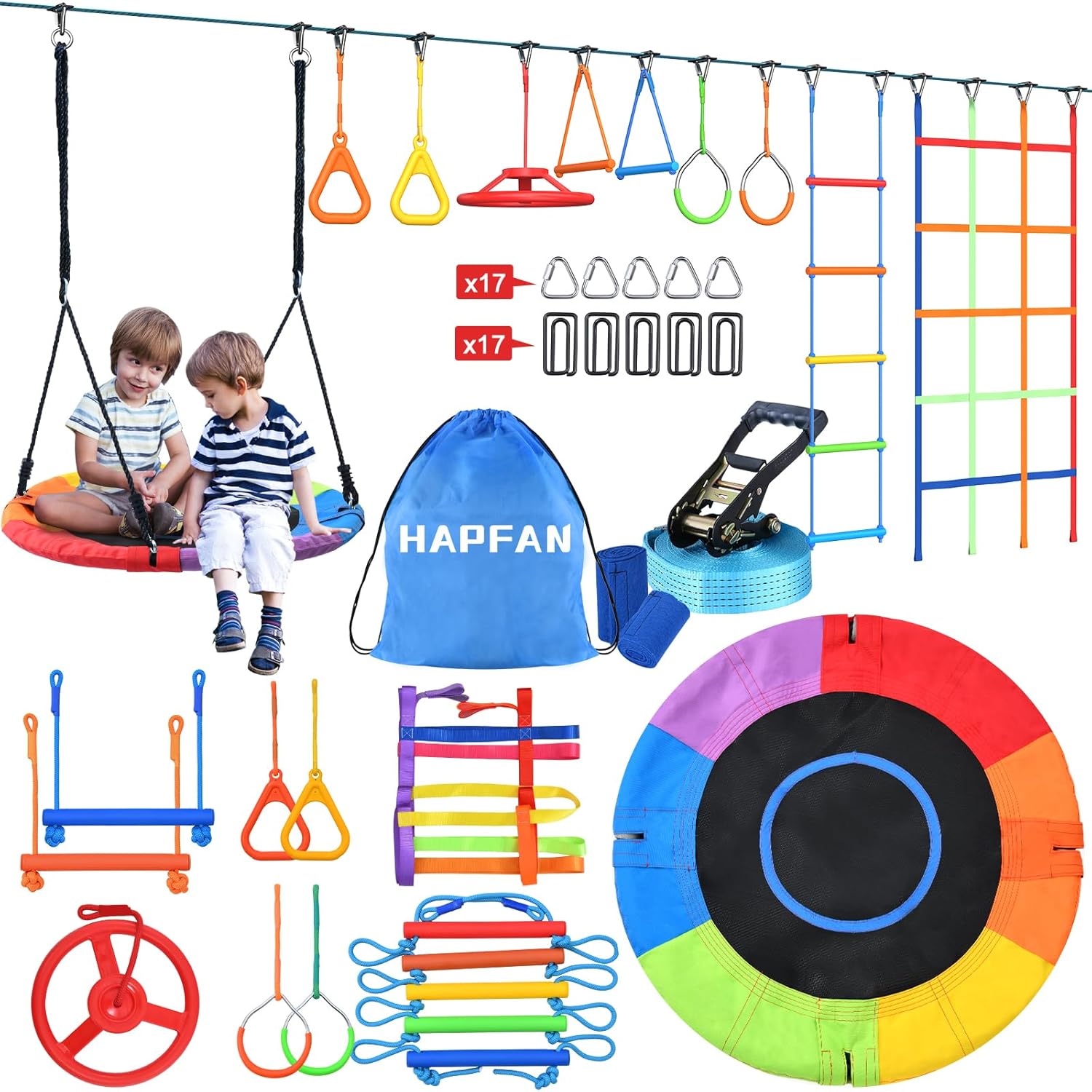 50 FT Ninja Warrior Obstacle C - Kids Outdoor Monkey Bar Set avaliação e preço