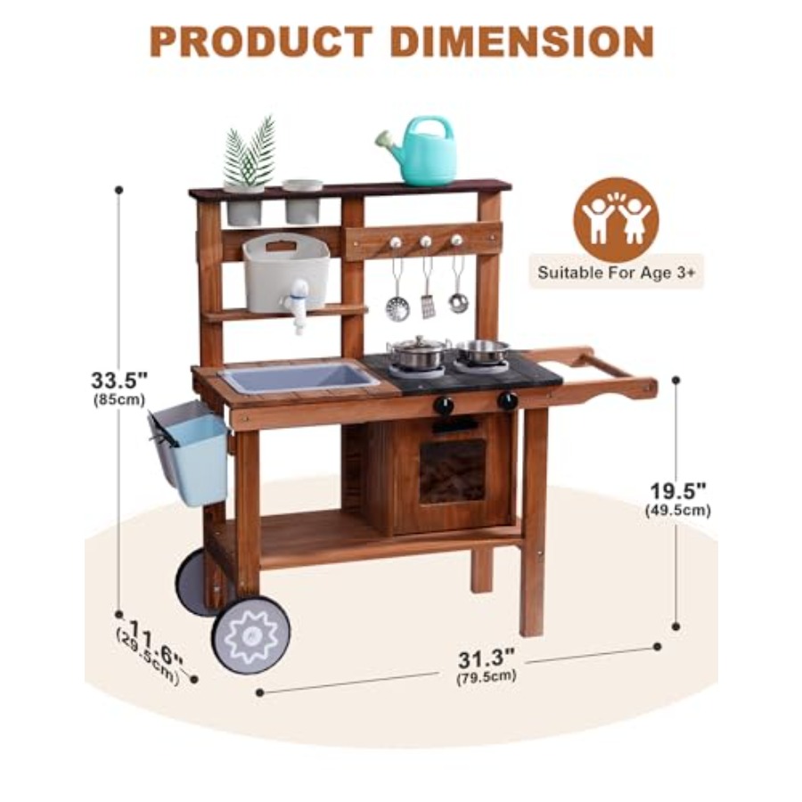 Outdoor mud kitchen for kids w - Kids Outdoor Wooden Playset avaliação e preço