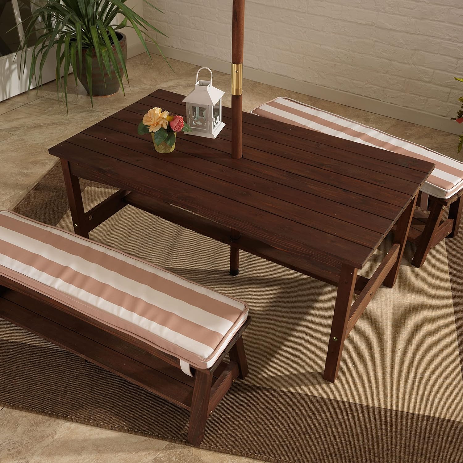 Outdoor Wooden Table & Bench S - Kids Outdoor Bench With Umbrella avaliação e preço