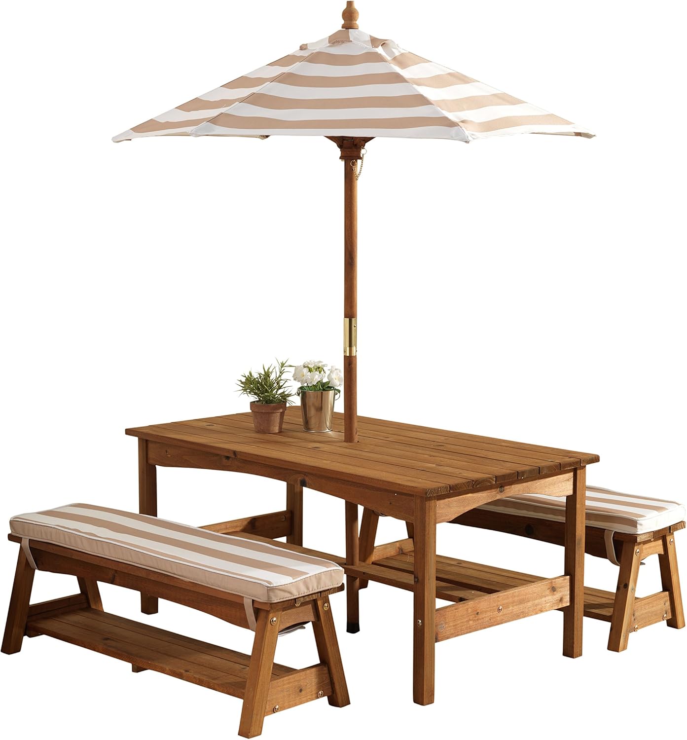 Outdoor Wooden Table & Bench S - Kids Outdoor Bench With Umbrella avaliação e preço