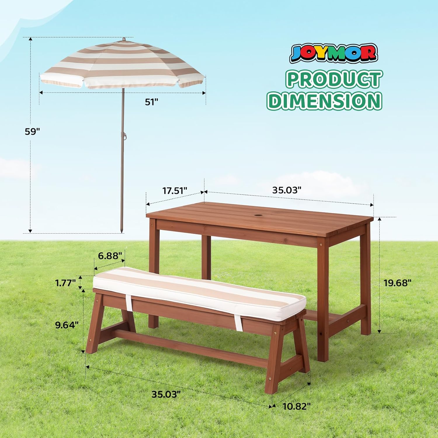 Kids Picnic Table Outdoor Wood - Kids Outdoor Bench With Umbrella avaliação e preço