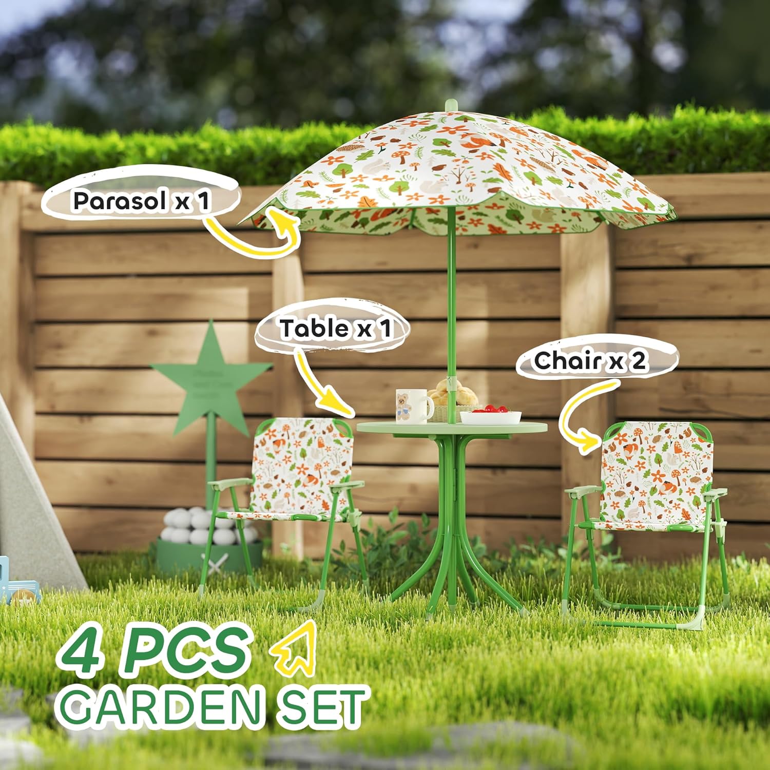 Kids Picnic Table Chair Set Fo - Kids Outdoor Umbrella avaliação e preço