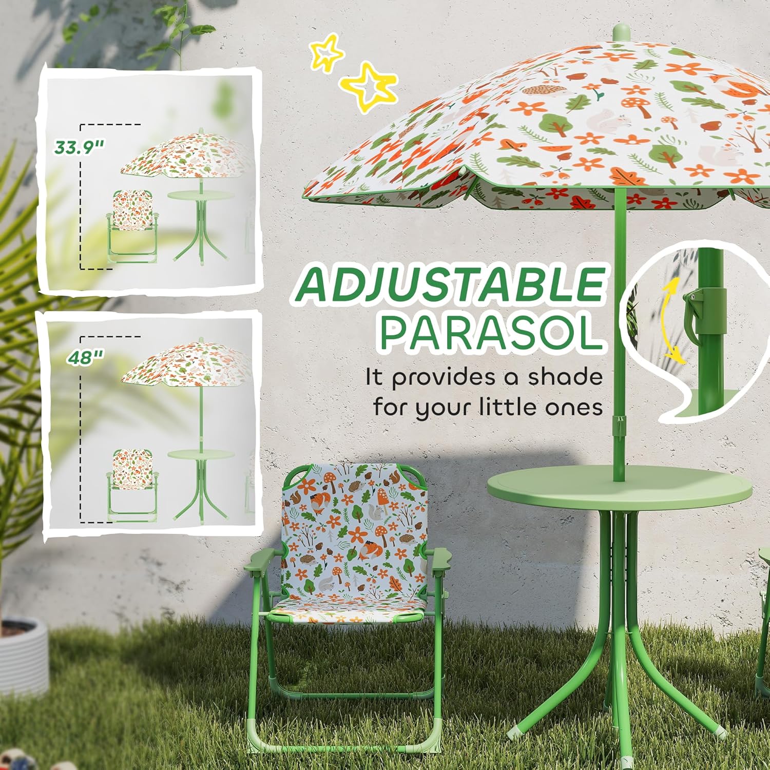 Kids Picnic Table Chair Set Fo - Kids Outdoor Umbrella avaliação e preço