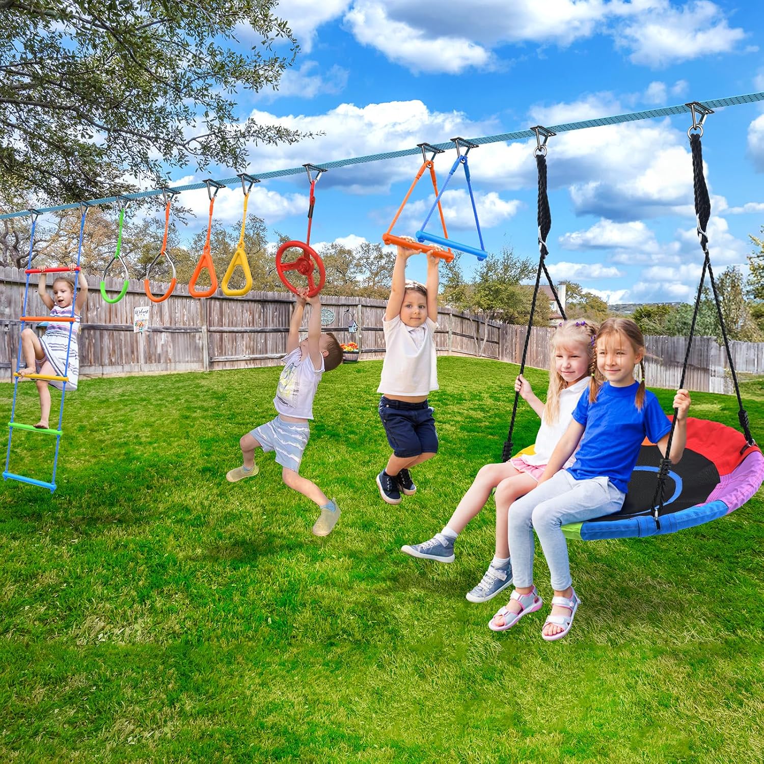 50 FT Ninja Warrior Obstacle C - Kids Outdoor Ninja Playset avaliação e preço