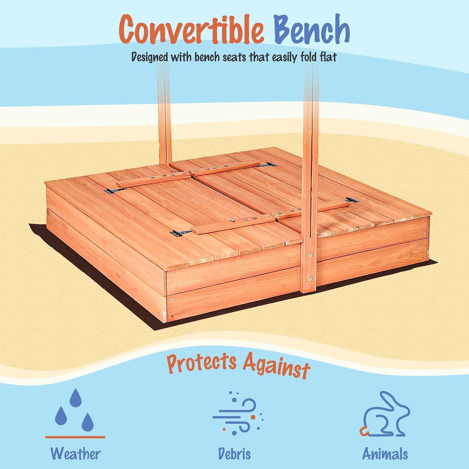 Kids Wooden Sandbox with Cover - Kids Outdoor Wooden Playset avaliação e preço