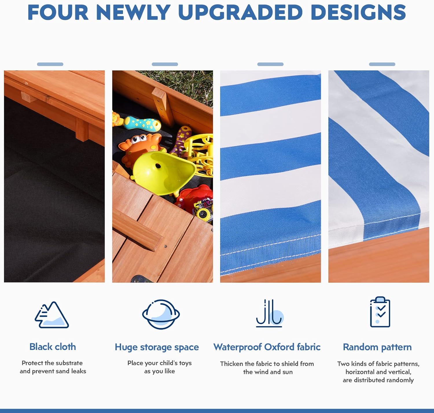 Wooden Sandbox with Cover and  - Kids Outdoor Play Equipment avaliação e preço