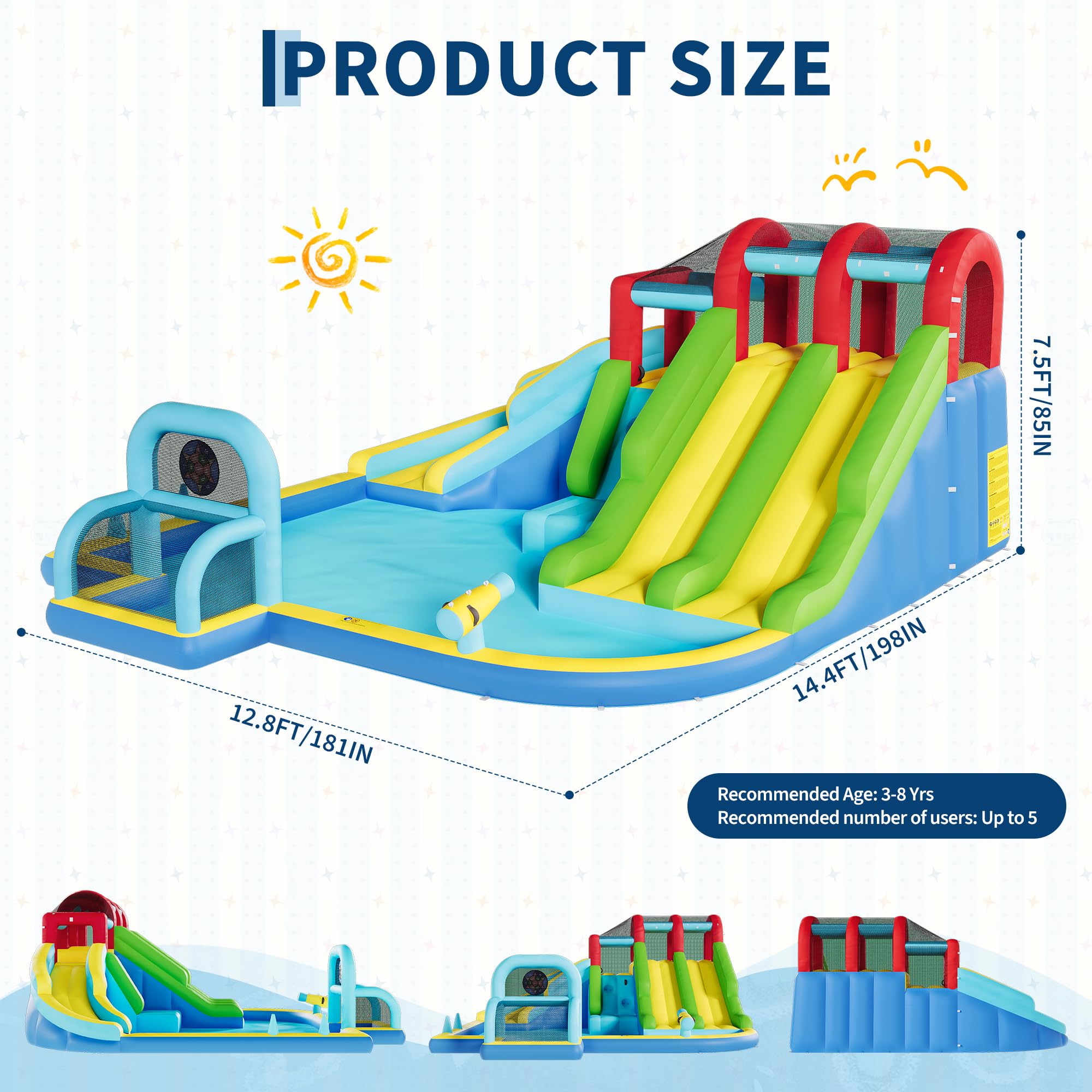 14.4x12.8FT Inflatable Bounce  - Kids Outdoor Wendy House avaliação e preço