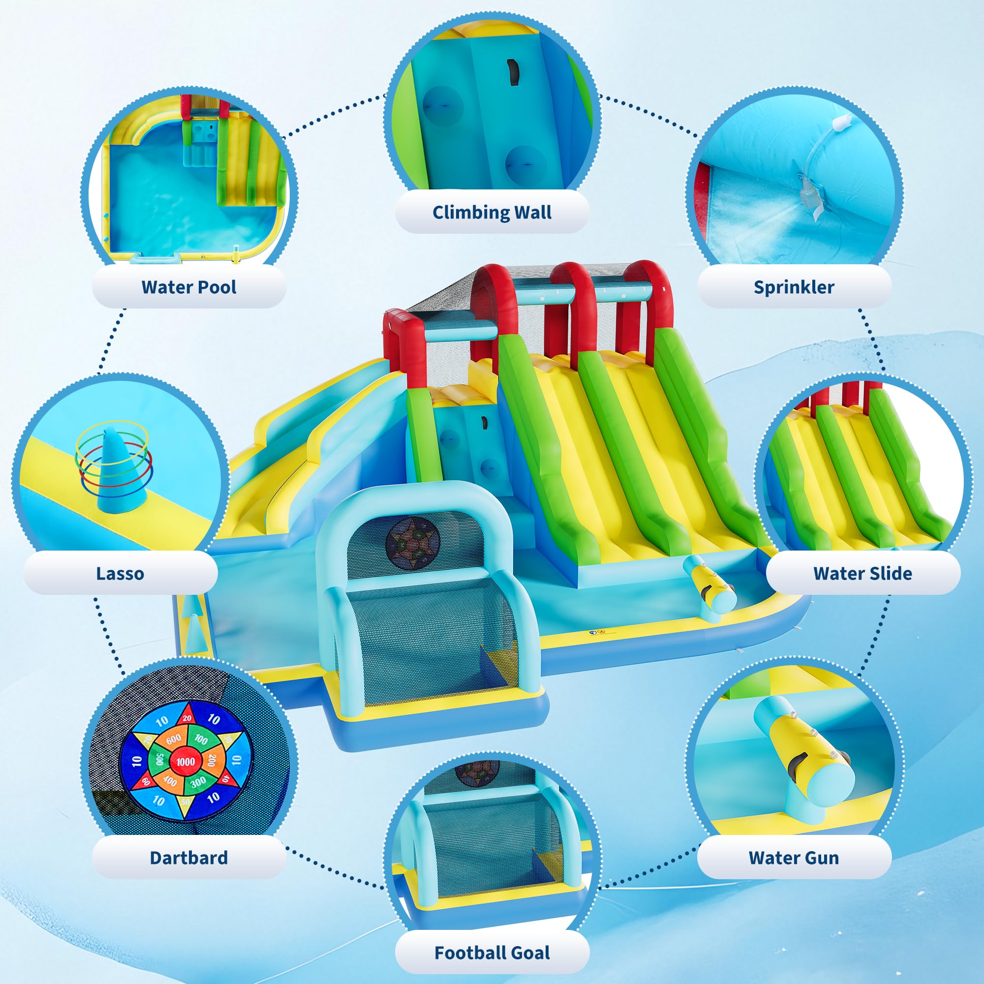 14.4x12.8FT Inflatable Bounce  - Kids Outdoor Wendy House avaliação e preço