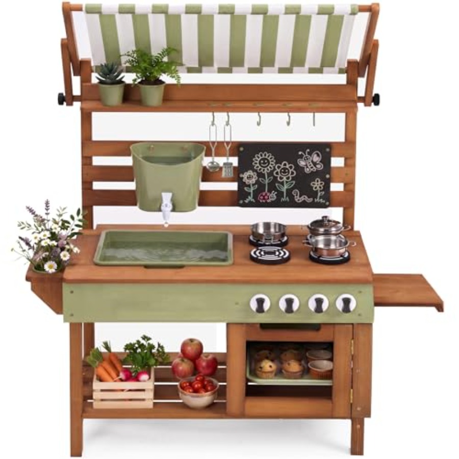 Outdoor mud kitchen for kids:  - Kids Outdoor Wooden Playset avaliação e preço