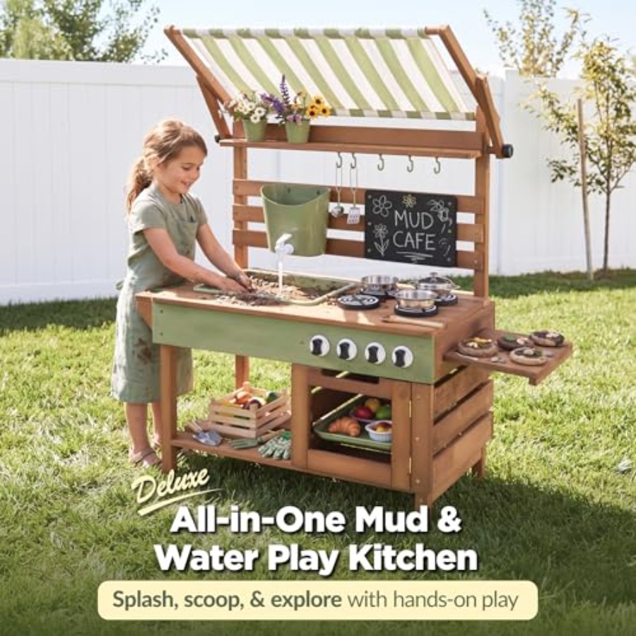 Outdoor mud kitchen for kids:  - Kids Outdoor Wooden Playset avaliação e preço