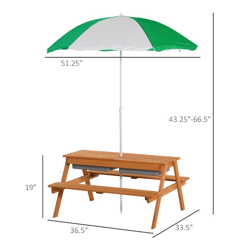 3 in 1 Kids Picnic Table with  - Kids Outdoor Bench With Umbrella avaliação e preço