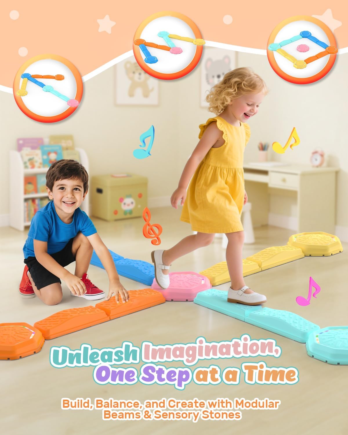 13PCS Light-Up & Musical Balan - Kids Outdoor Balance Beam avaliação e preço